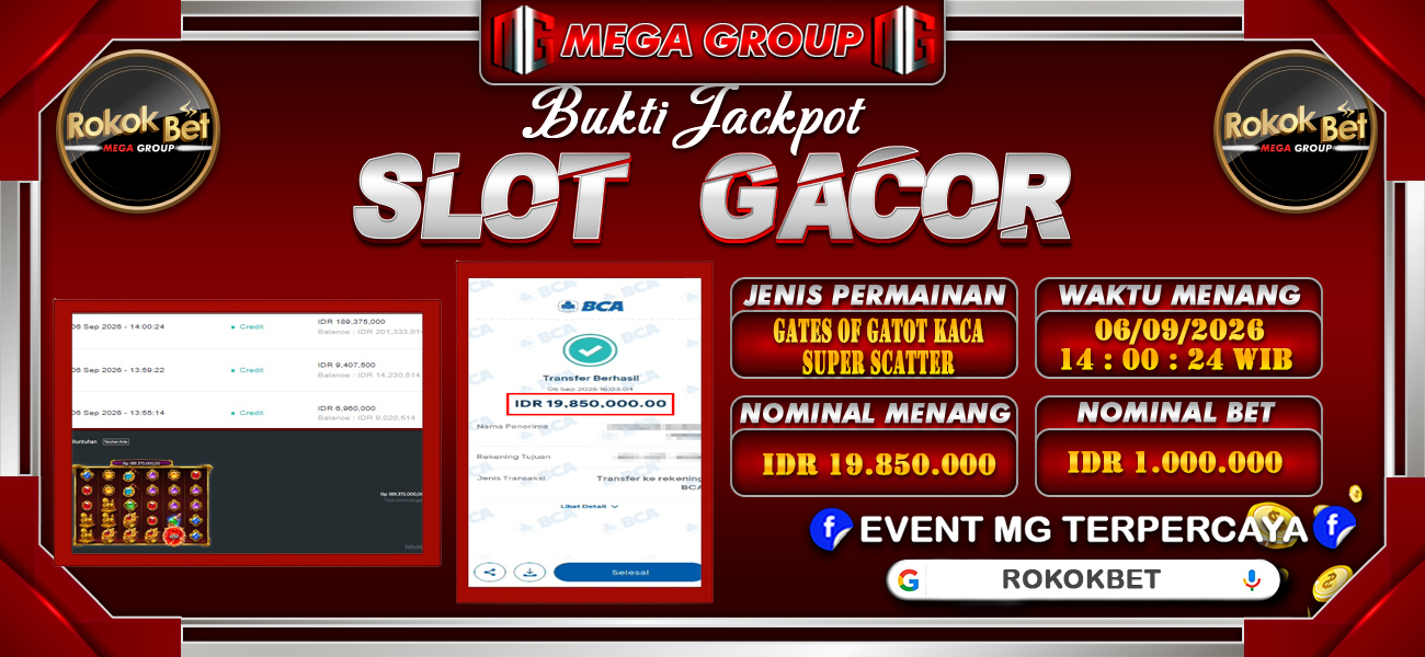 Bukti JP situs Rokokbet hari Minggu, 06 September 2026