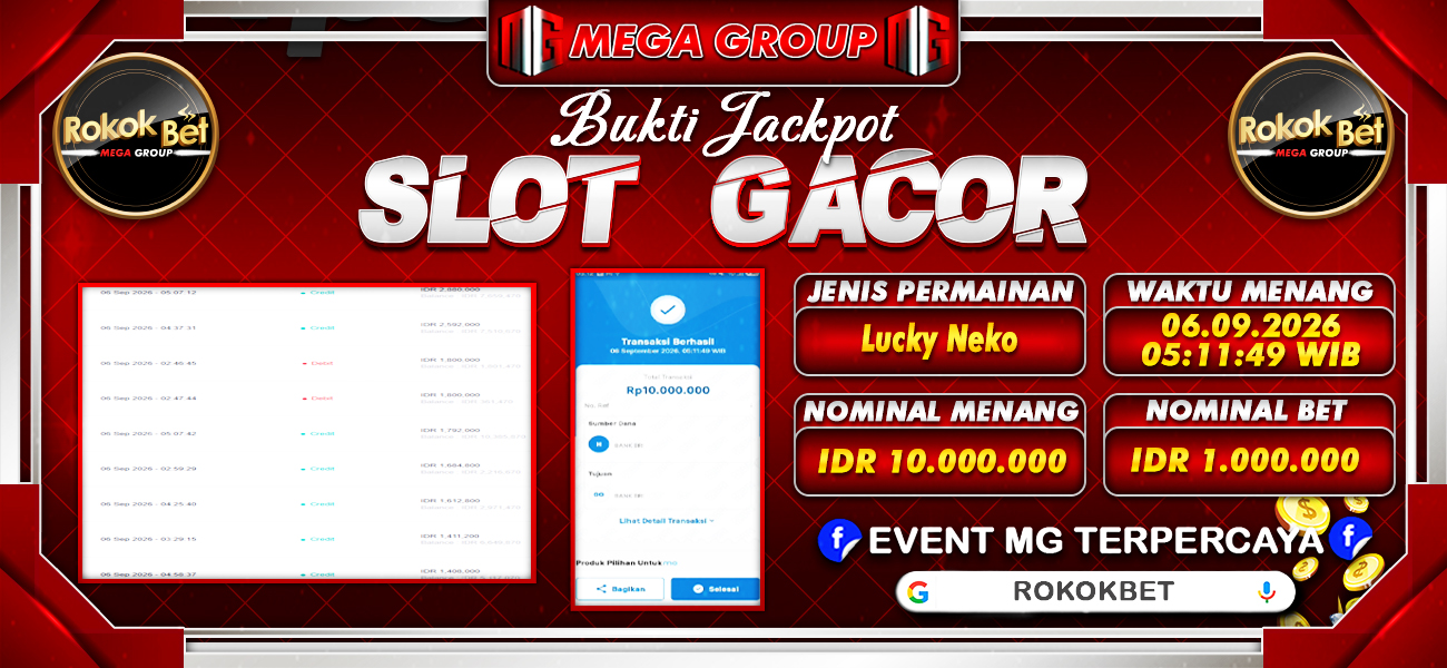 Bukti JP situs Rokokbet hari Minggu, 06 September 2026