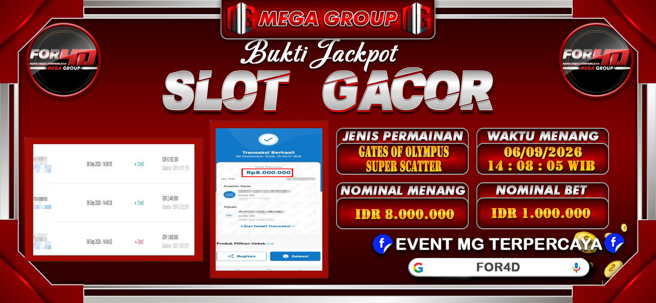 Bukti JP situs For4D hari Minggu, 06 September 2026
