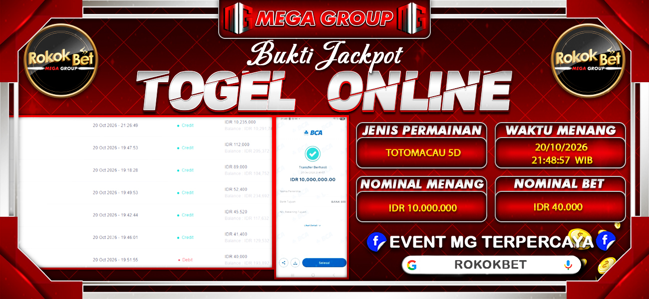 Bukti JP situs Rokokbet hari Selasa, 20 Oktober 2026