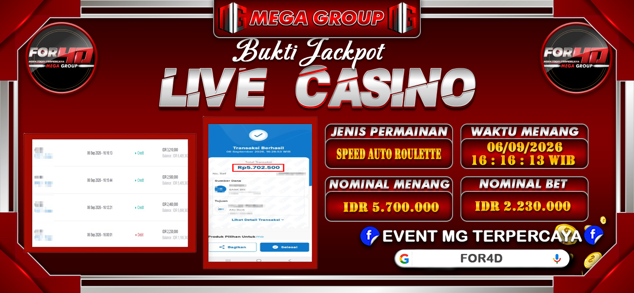 Bukti JP situs For4D hari Minggu, 06 September 2026
