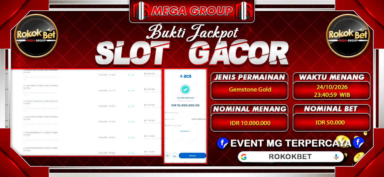 Bukti JP situs Rokokbet hari Sabtu, 24 Oktober 2026
