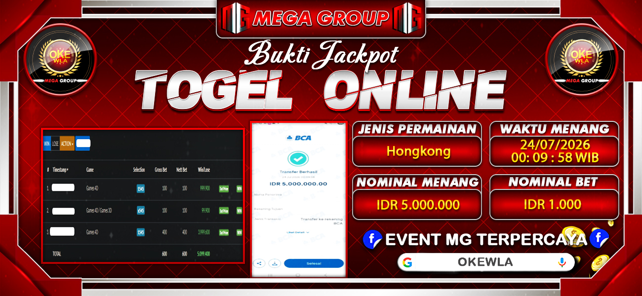 Bukti JP situs Okewla hari Jumat, 24 Juli 2026